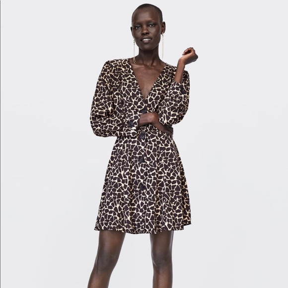 Zara short dress with animal print - Picture 1 of 2